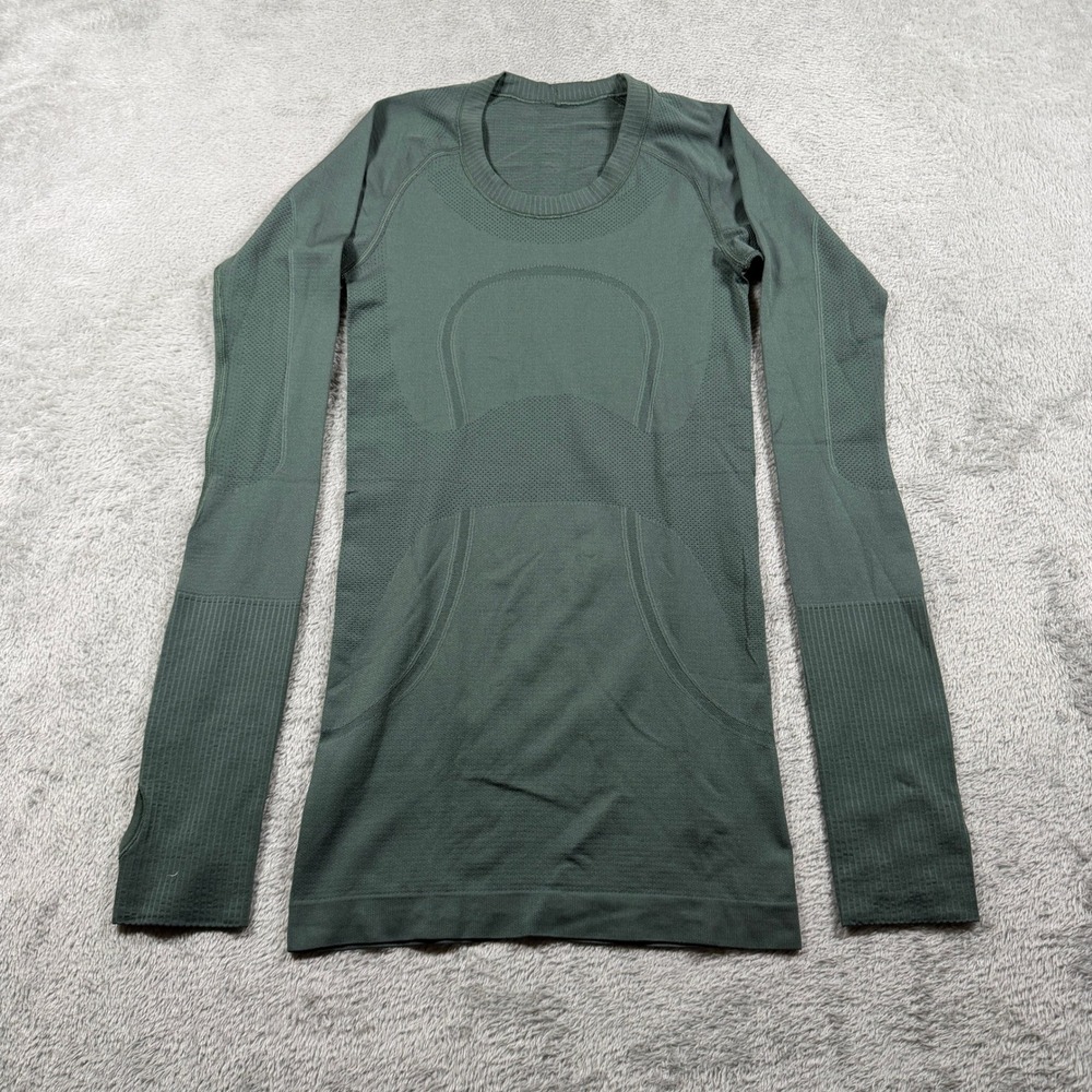 Lululemon Swiftly Tech Long Sleeve Crew Women 2 Green Tidewater Teal Running Gym